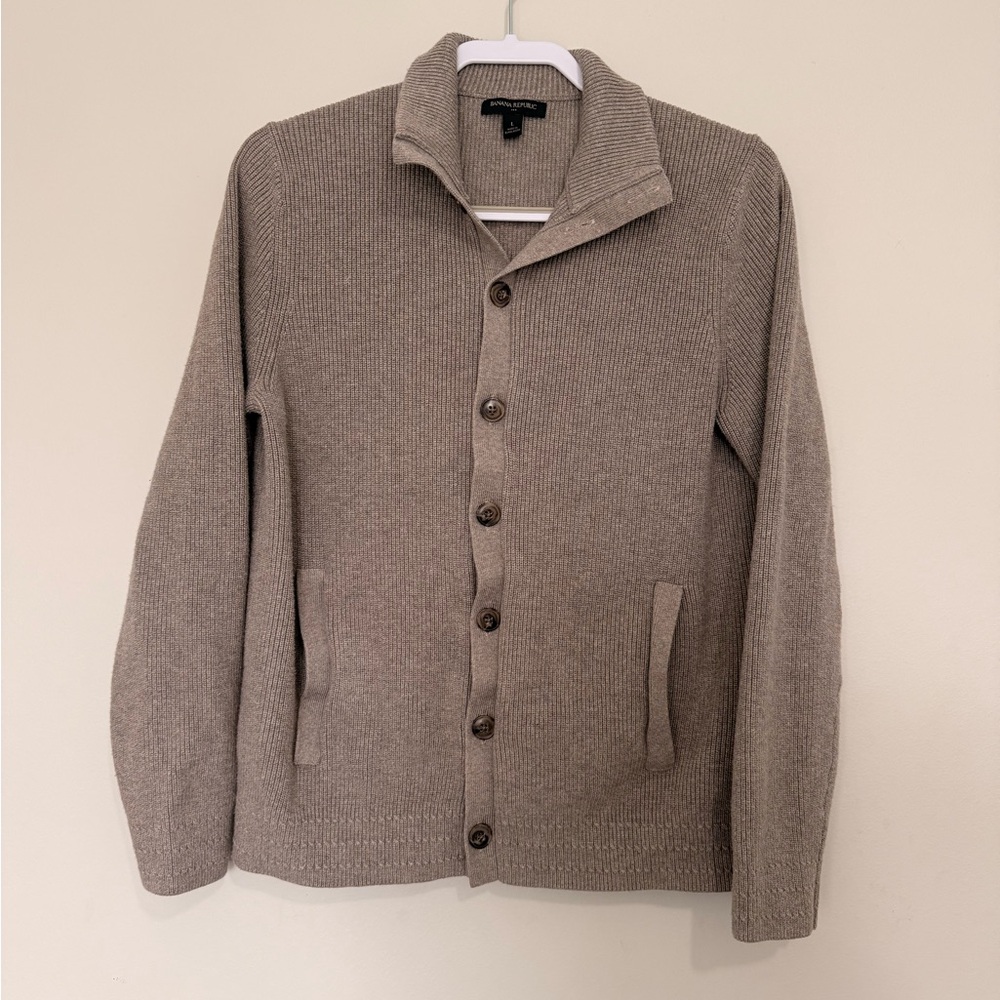 Beige Button-Up Cardigan
